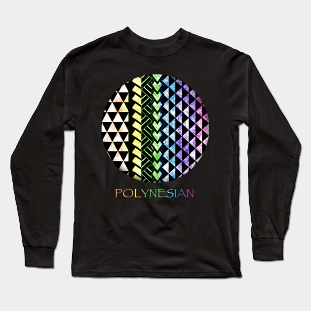 Polynesian Print 2 Long Sleeve T-Shirt by Ama_Sama